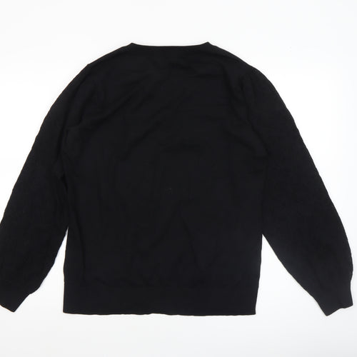 Patra Womens Black Cotton Crew Neck Long Sleeve Pullover Jumper Size L