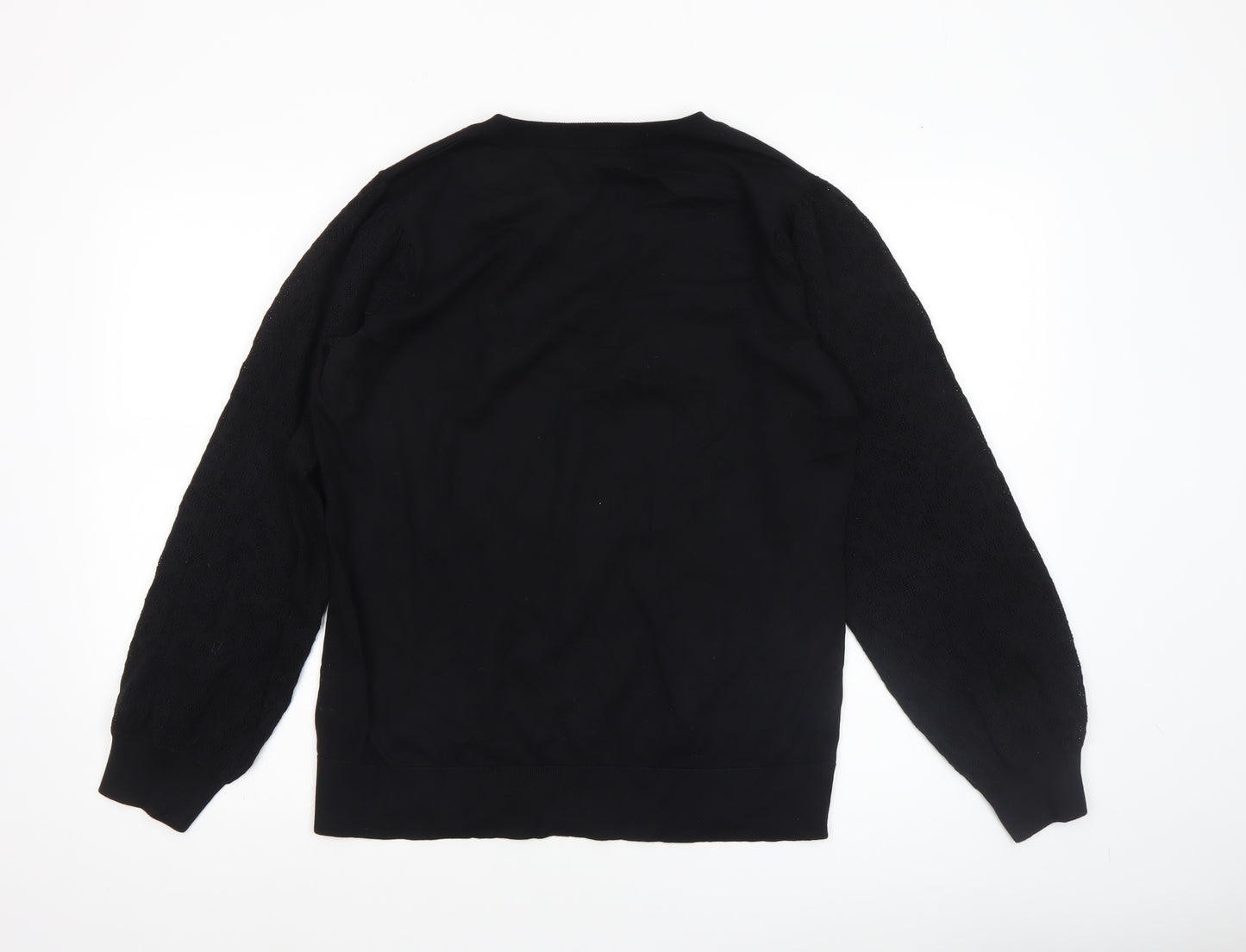 Patra Womens Black Cotton Crew Neck Long Sleeve Pullover Jumper Size L