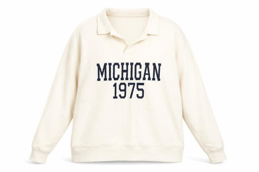 Front view of Zara Women Beige Michigan 1975 Pullover Sweatshirt L Cotton Blend