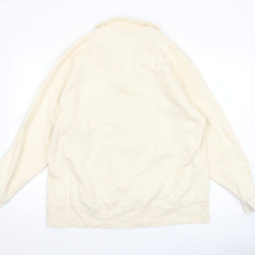 Zara Women Beige Michigan 1975 Pullover Sweatshirt L Cotton Blend
