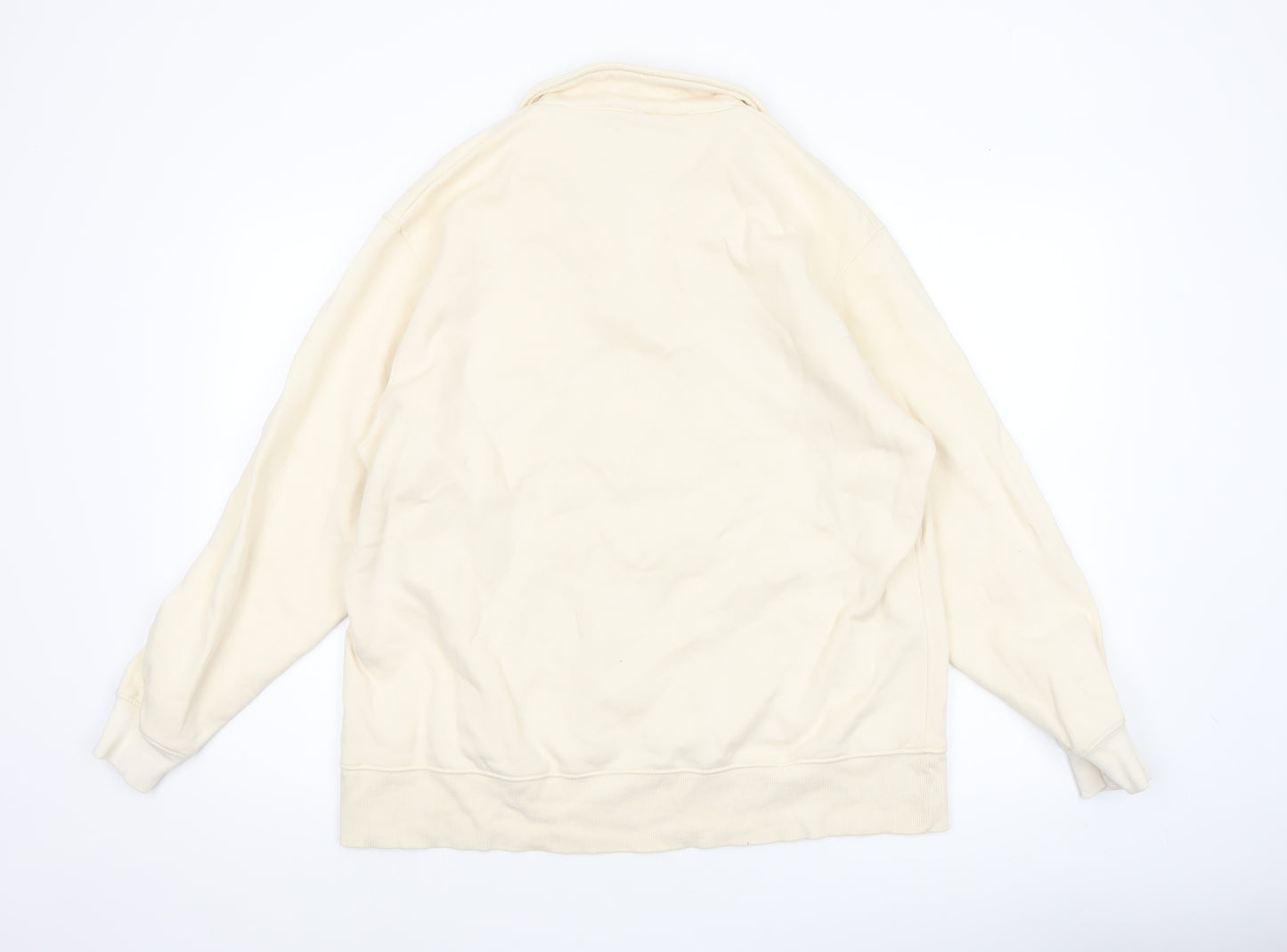 Zara Women Beige Michigan 1975 Pullover Sweatshirt L Cotton Blend