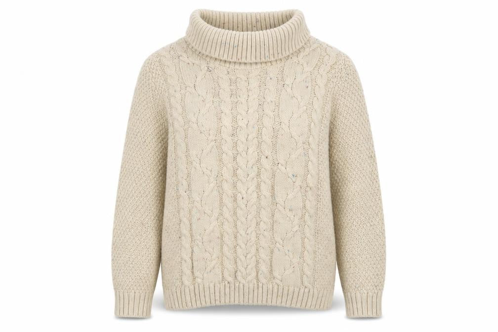 Country Rose Womens Beige Roll Neck Cable Knit Jumper Size S