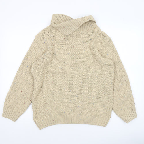 Country Rose Womens Beige Roll Neck Cable Knit Jumper Size S