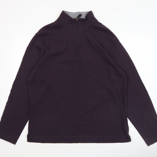 Marks and Spencer Men’s Purple 1/4 Zip Fleece Sweatshirt Size L