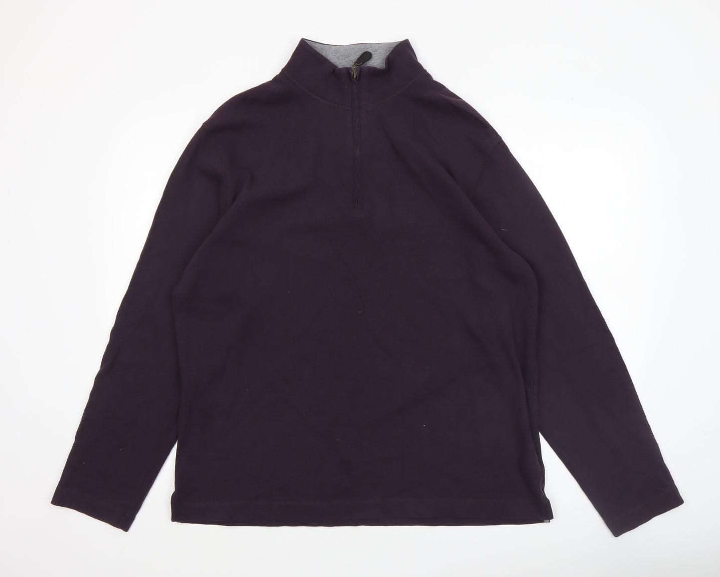 Marks and Spencer Men’s Purple 1/4 Zip Fleece Sweatshirt Size L