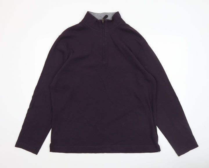 Marks and Spencer Men’s Purple 1/4 Zip Fleece Sweatshirt Size L