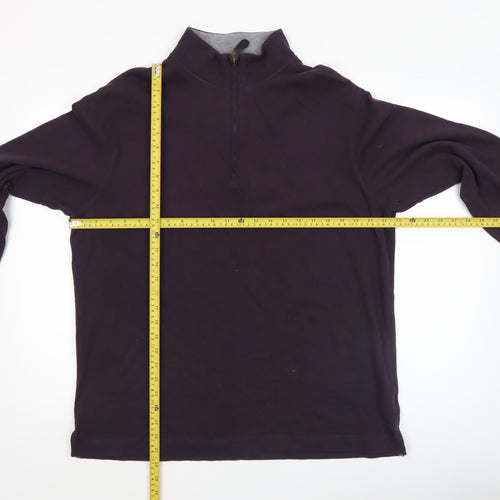 Marks and Spencer Men’s Purple 1/4 Zip Fleece Sweatshirt Size L