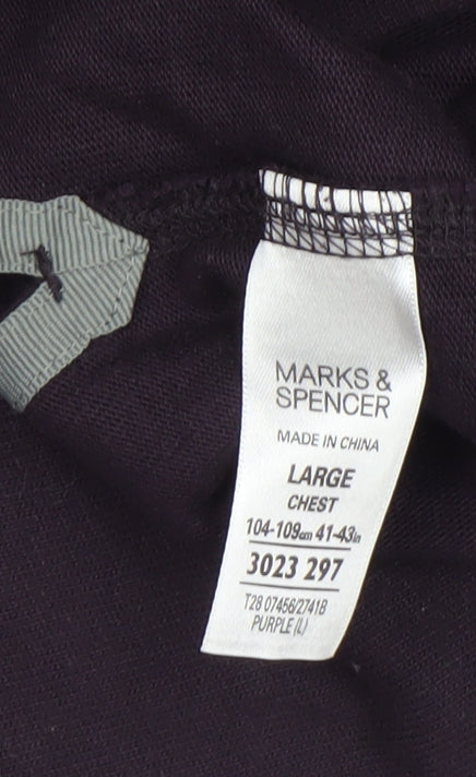 Marks and Spencer Men’s Purple 1/4 Zip Fleece Sweatshirt Size L