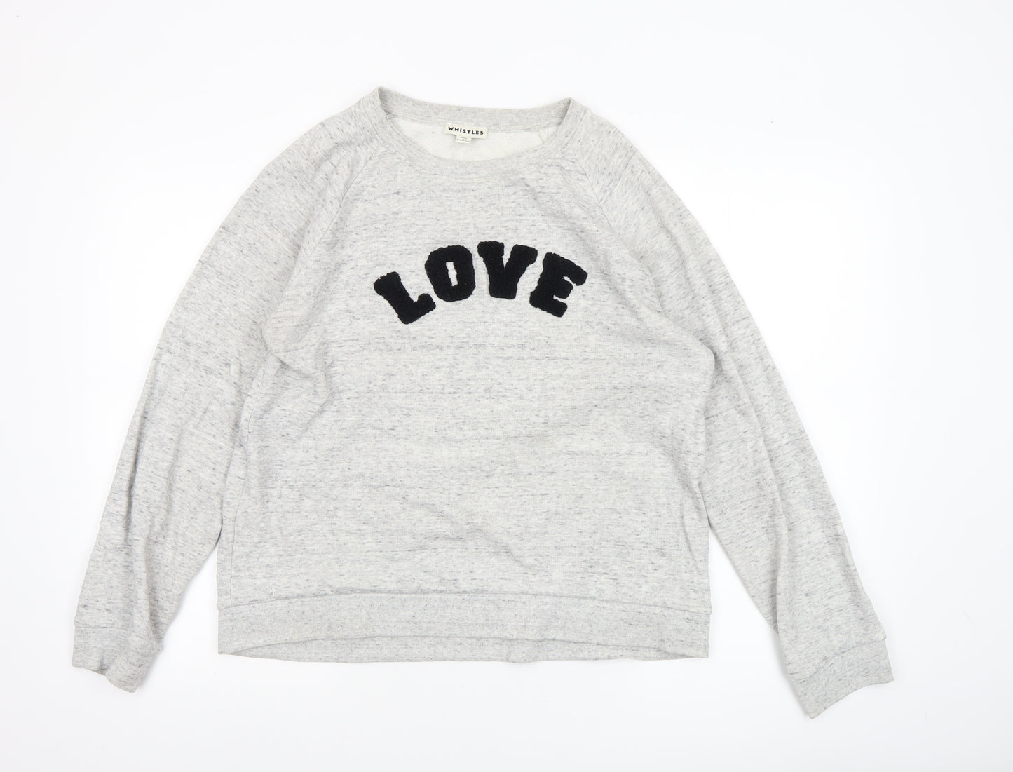 Whistles Women Grey LOVE Pullover Sweatshirt Size L Cotton Blend