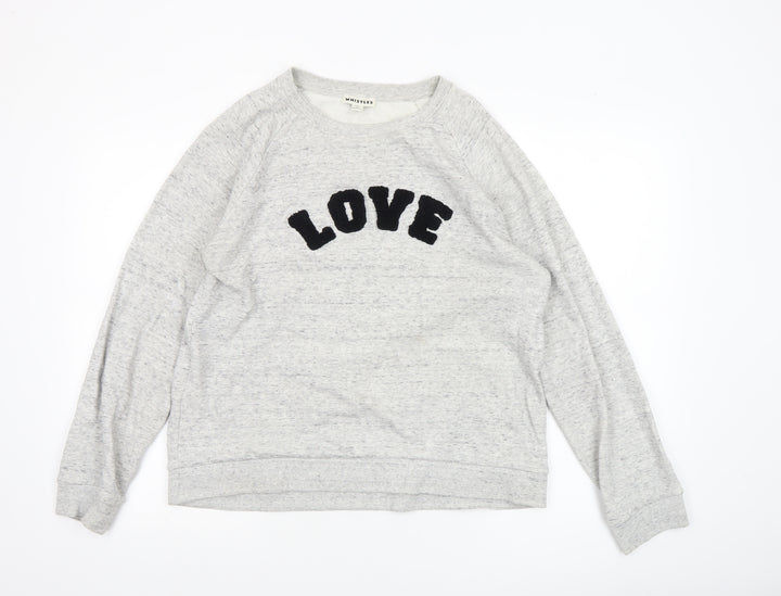 Whistles Women Grey LOVE Pullover Sweatshirt Size L Cotton Blend