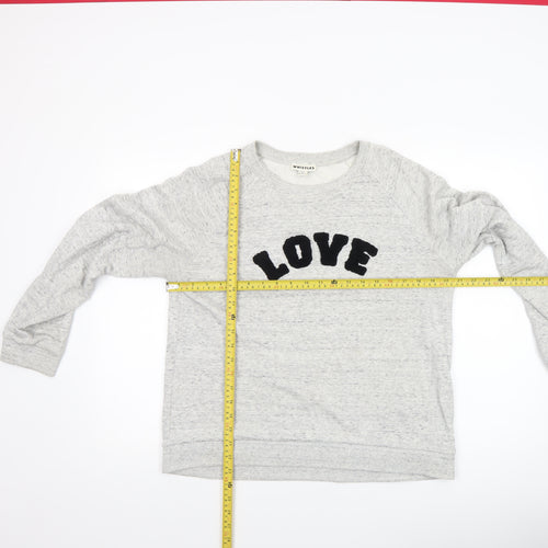Whistles Women Grey LOVE Pullover Sweatshirt Size L Cotton Blend