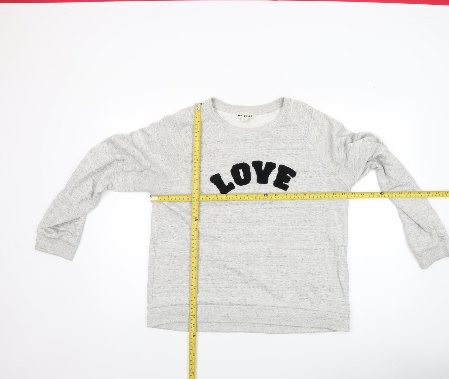 Whistles Women Grey LOVE Pullover Sweatshirt Size L Cotton Blend
