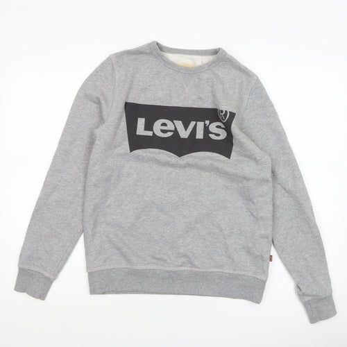 Levi's Boys Grey Logo Crew Neck Fleece Sweatshirt Size 14 Years