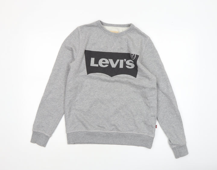 Levi's Boys Grey Logo Crew Neck Fleece Sweatshirt Size 14 Years