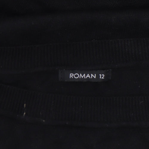 Roman Women's Black Size 12 Long Sleeve Knit Pullover Jumper