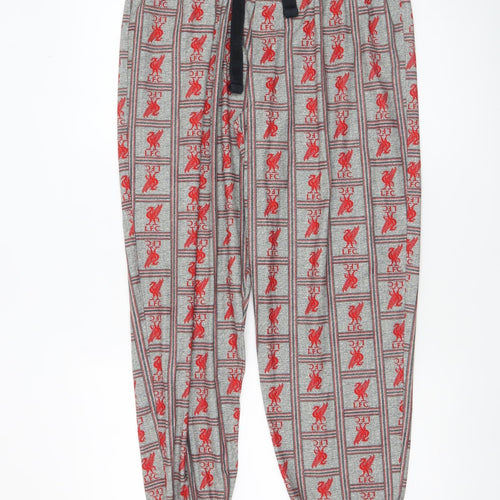 LFC Men's Grey Check Pyjama Pants M Sports Logo Loungewear