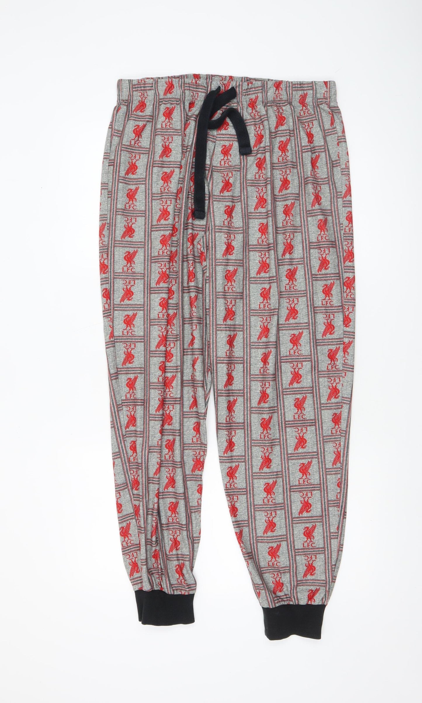 LFC Men's Grey Check Pyjama Pants M Sports Logo Loungewear