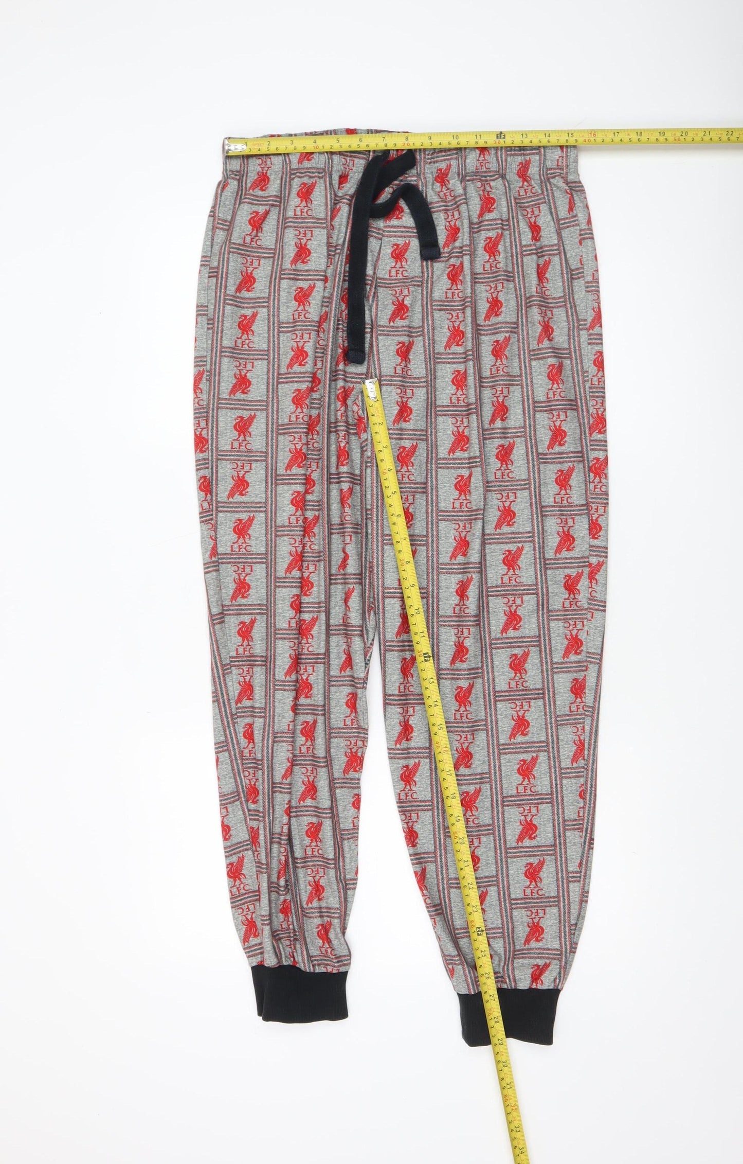 LFC Men's Grey Check Pyjama Pants M Sports Logo Loungewear