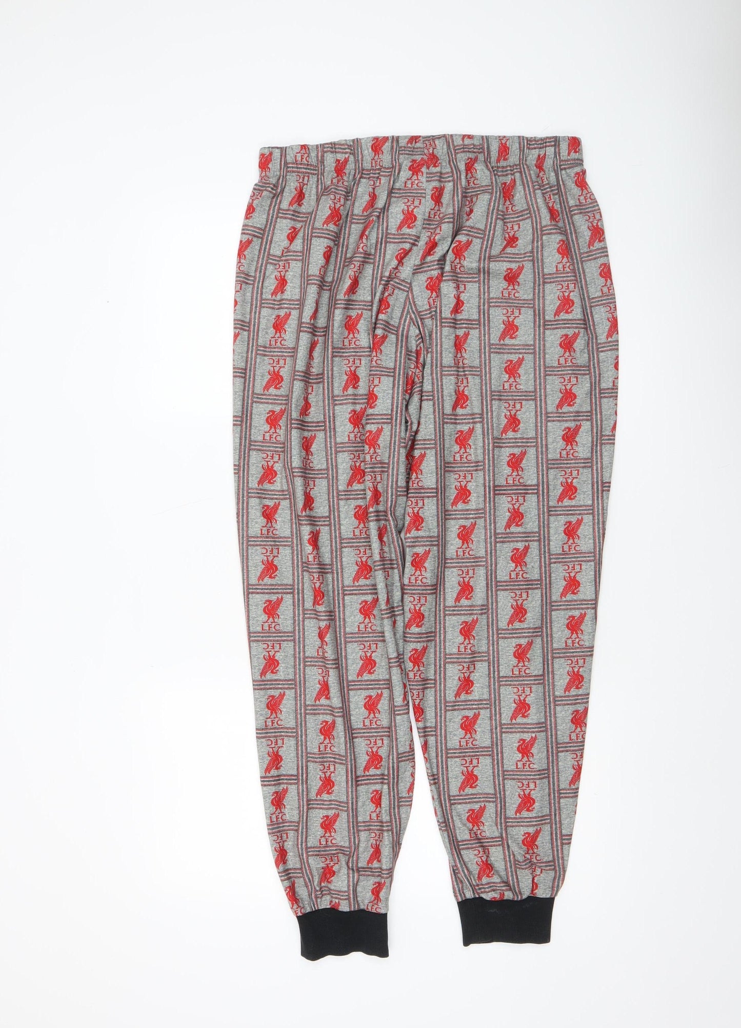 LFC Men's Grey Check Pyjama Pants M Sports Logo Loungewear