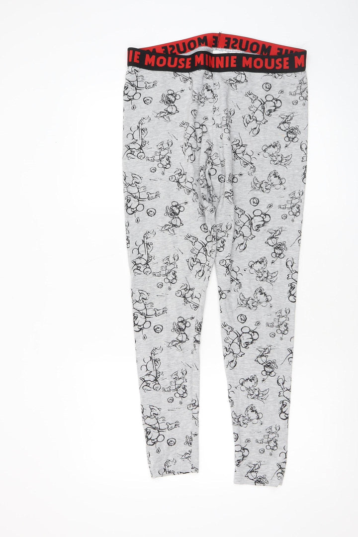 Disney Women Grey Minnie Mouse Lounge Pants L 16/18 Cotton Blend