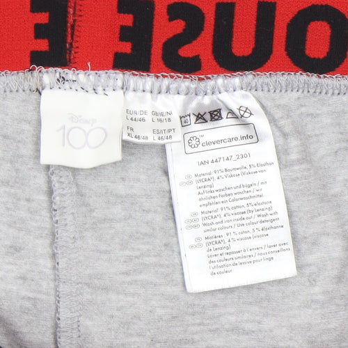 Disney Women Grey Minnie Mouse Lounge Pants L 16/18 Cotton Blend