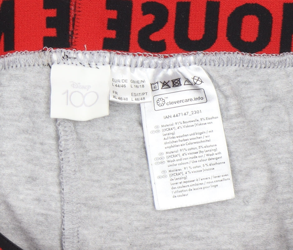 Disney Women Grey Minnie Mouse Lounge Pants L 16/18 Cotton Blend
