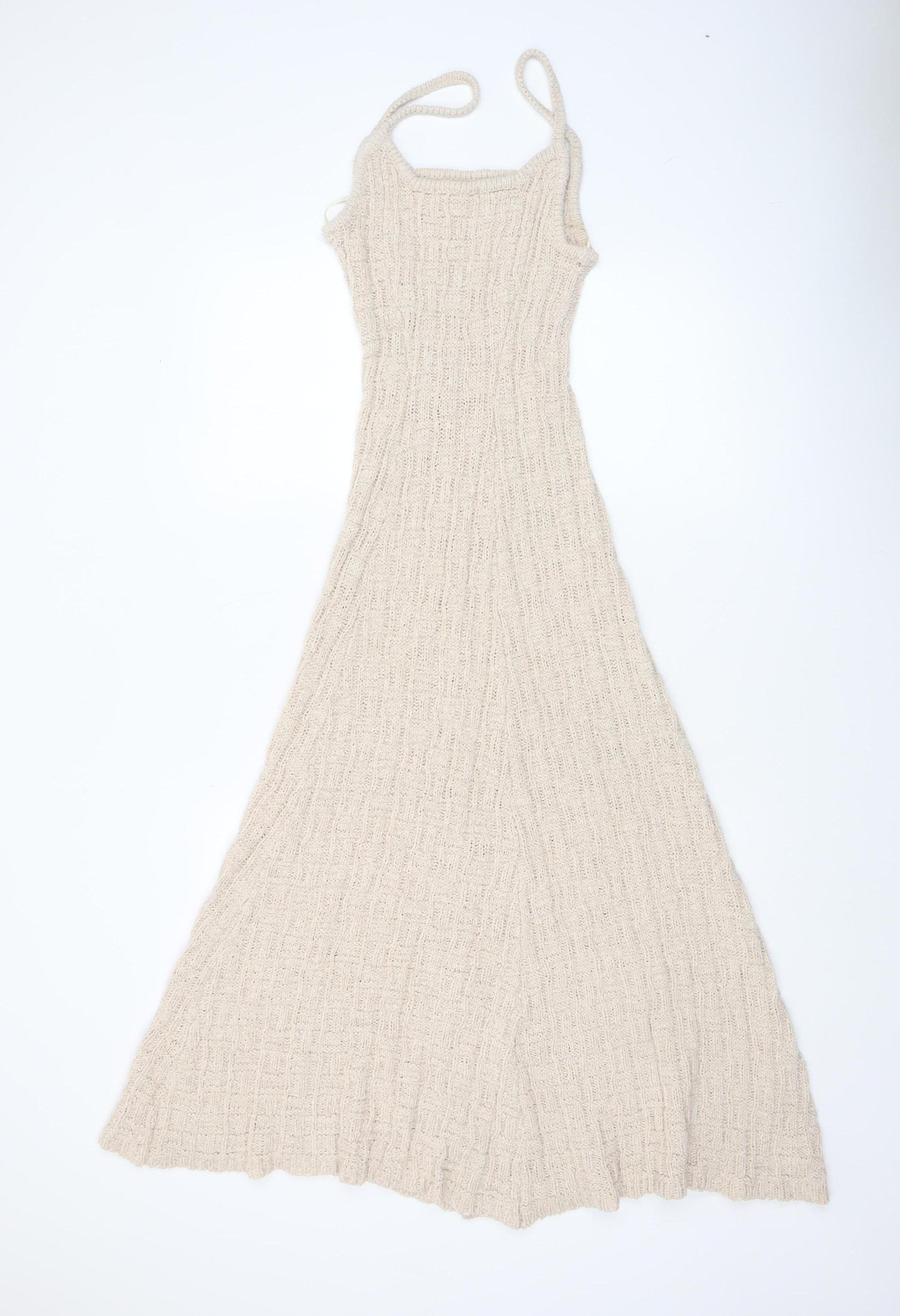 EDITED Women Beige Long Knit Slip Dress Size 10 Sleeveless Summer