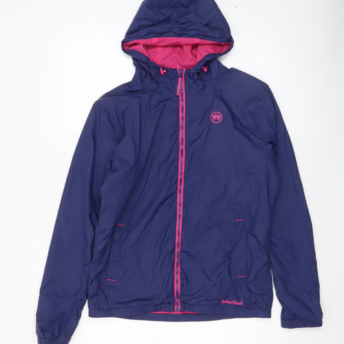 Urban Beach Women's Blue Hooded Windbreaker Jacket Size 12