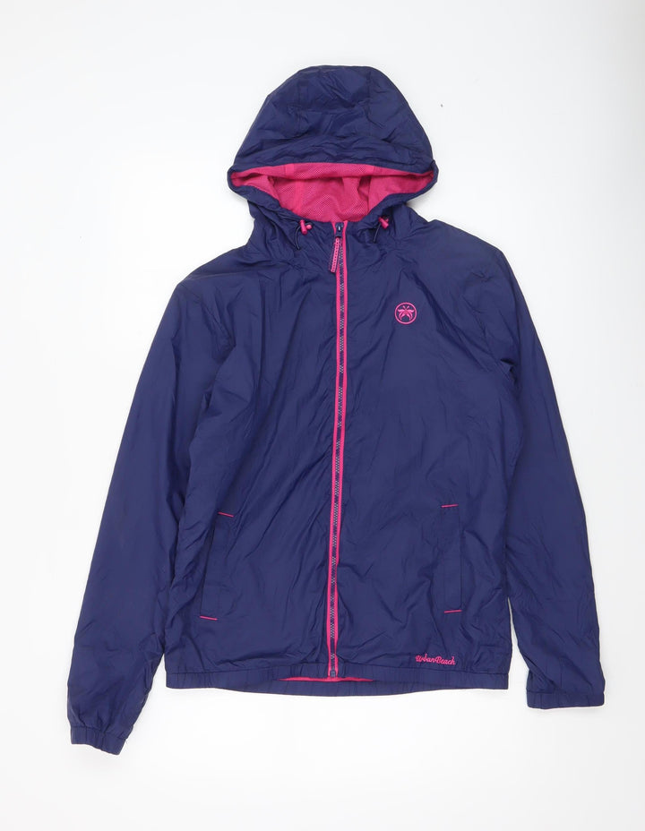 Urban Beach Women's Blue Hooded Windbreaker Jacket Size 12