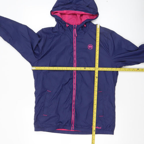 Urban Beach Women's Blue Hooded Windbreaker Jacket Size 12