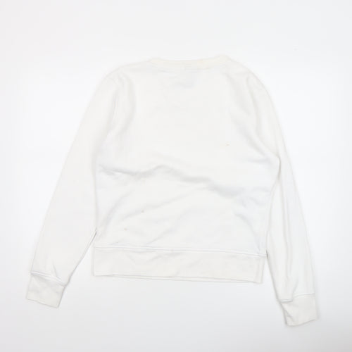 Bench Women White Crew Neck Pullover Sweatshirt UK 12 M