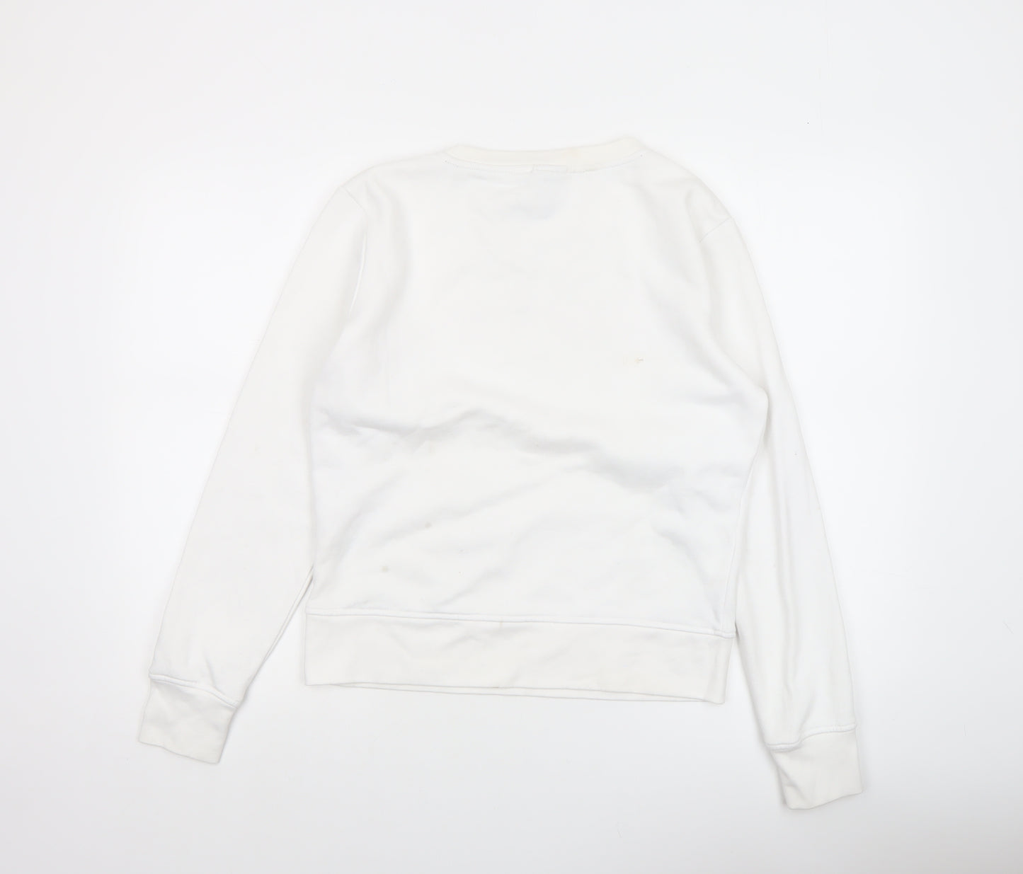 Bench Women White Crew Neck Pullover Sweatshirt UK 12 M