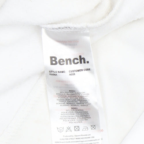 Bench Women White Crew Neck Pullover Sweatshirt UK 12 M