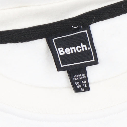 Bench Women White Crew Neck Pullover Sweatshirt UK 12 M