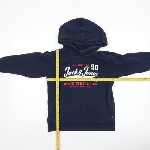 Jack & Jones Boys Navy Pullover Hoodie 12 Years Cotton Blend Graphic Print