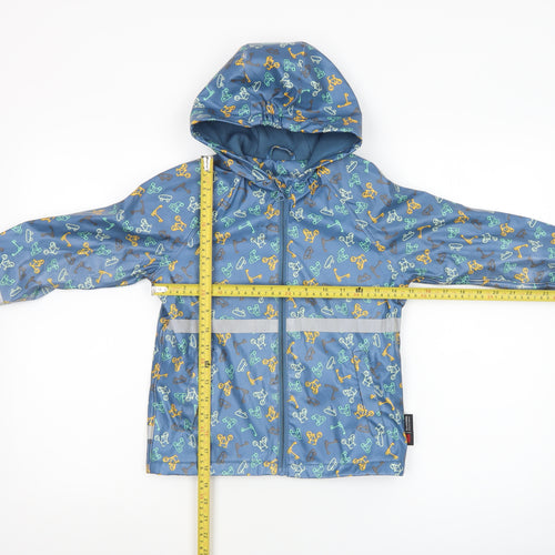 Lupilu Boys Blue Waterproof Hooded Rain Coat 4-6 Years Reflective Lined Jacket