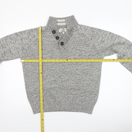 Next Men's Grey Wool Blend Button Henley Jumper Size M