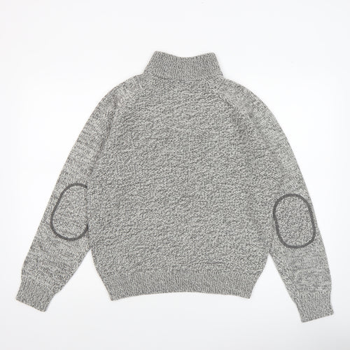 Next Men's Grey Wool Blend Button Henley Jumper Size M