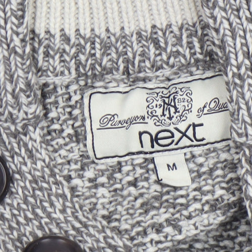 Next Men's Grey Wool Blend Button Henley Jumper Size M