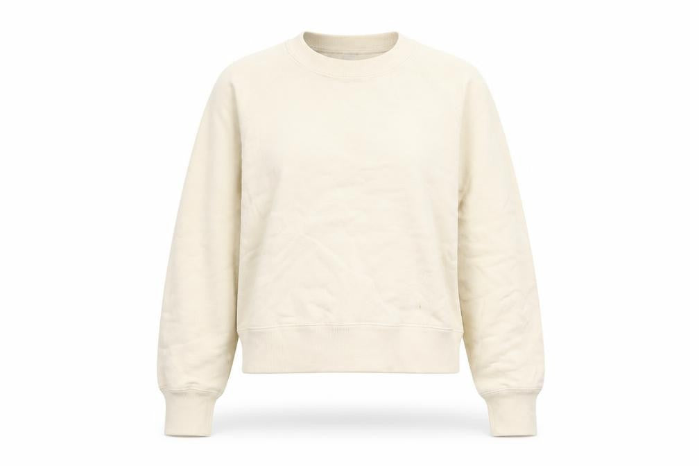 Uniqlo Women Beige Cotton Crew Neck Pullover Sweatshirt XS