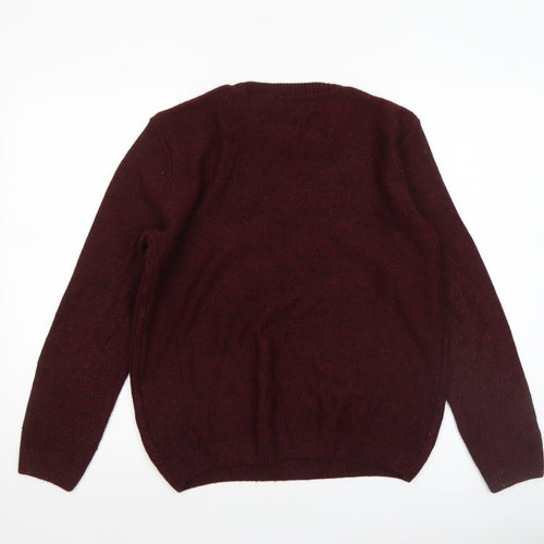 Topman Men's Red Cable-Knit Crew Neck Jumper XS