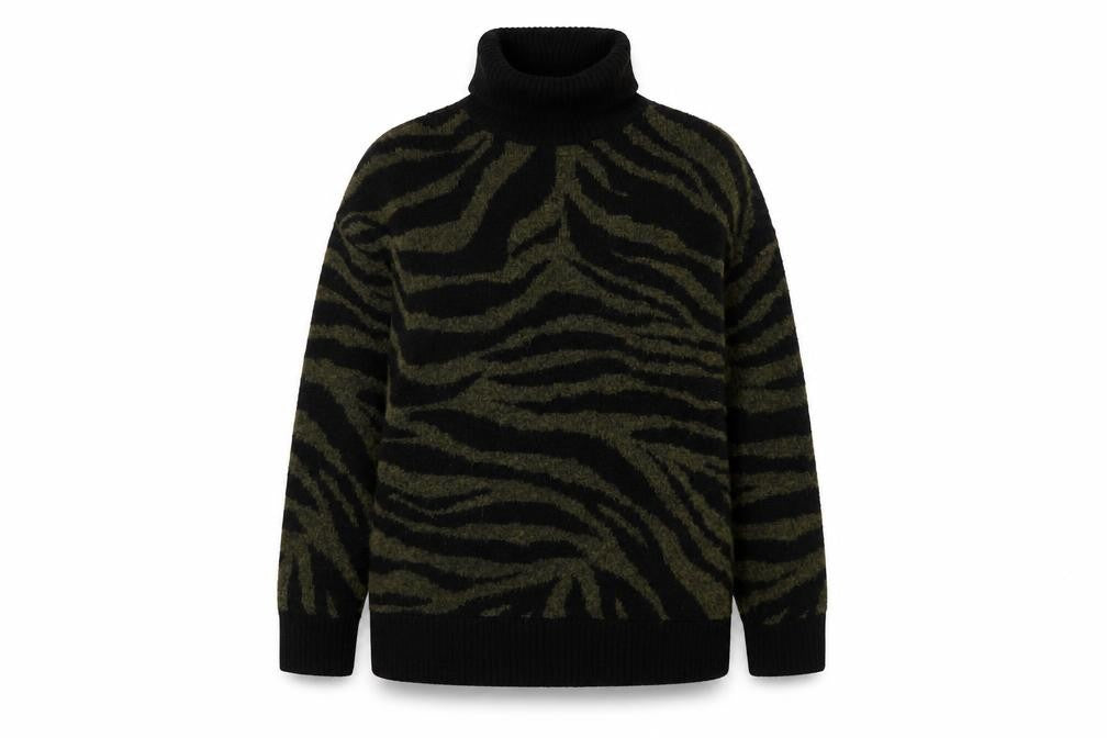 New Look Womens Black Animal Print Roll Neck Jumper Size M