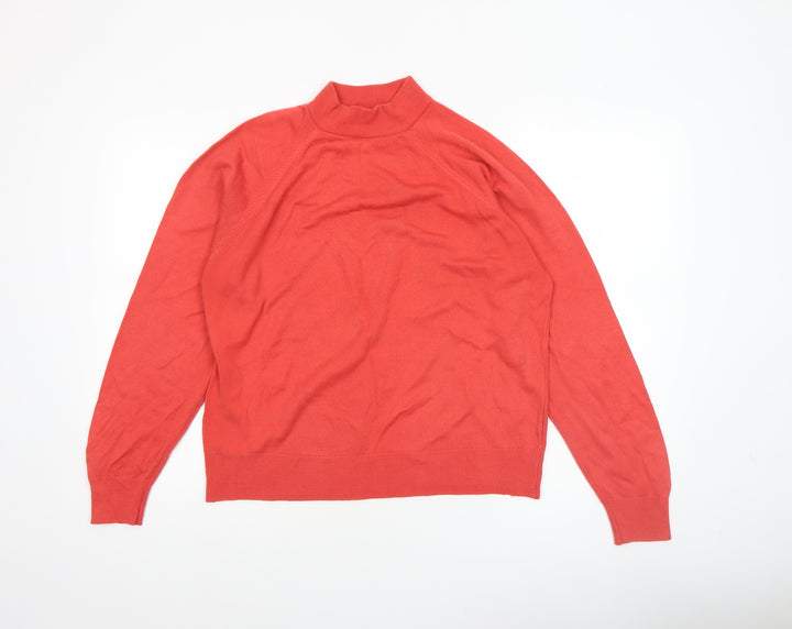 Jessica Reid Women’s Red Wool Mock Neck Jumper Size 16