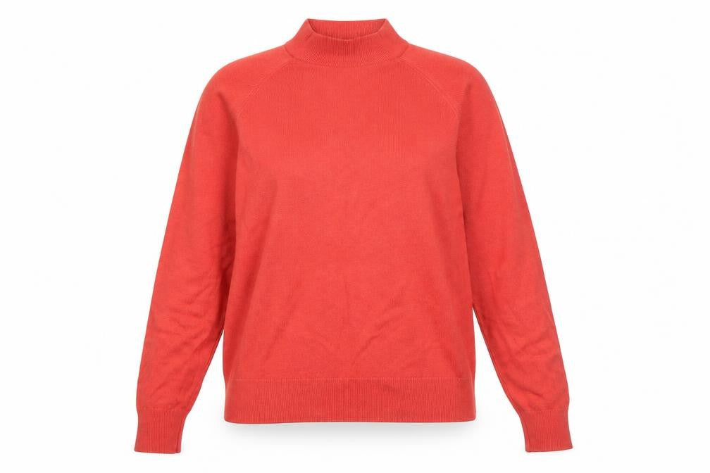 Jessica Reid Women’s Red Wool Mock Neck Jumper Size 16