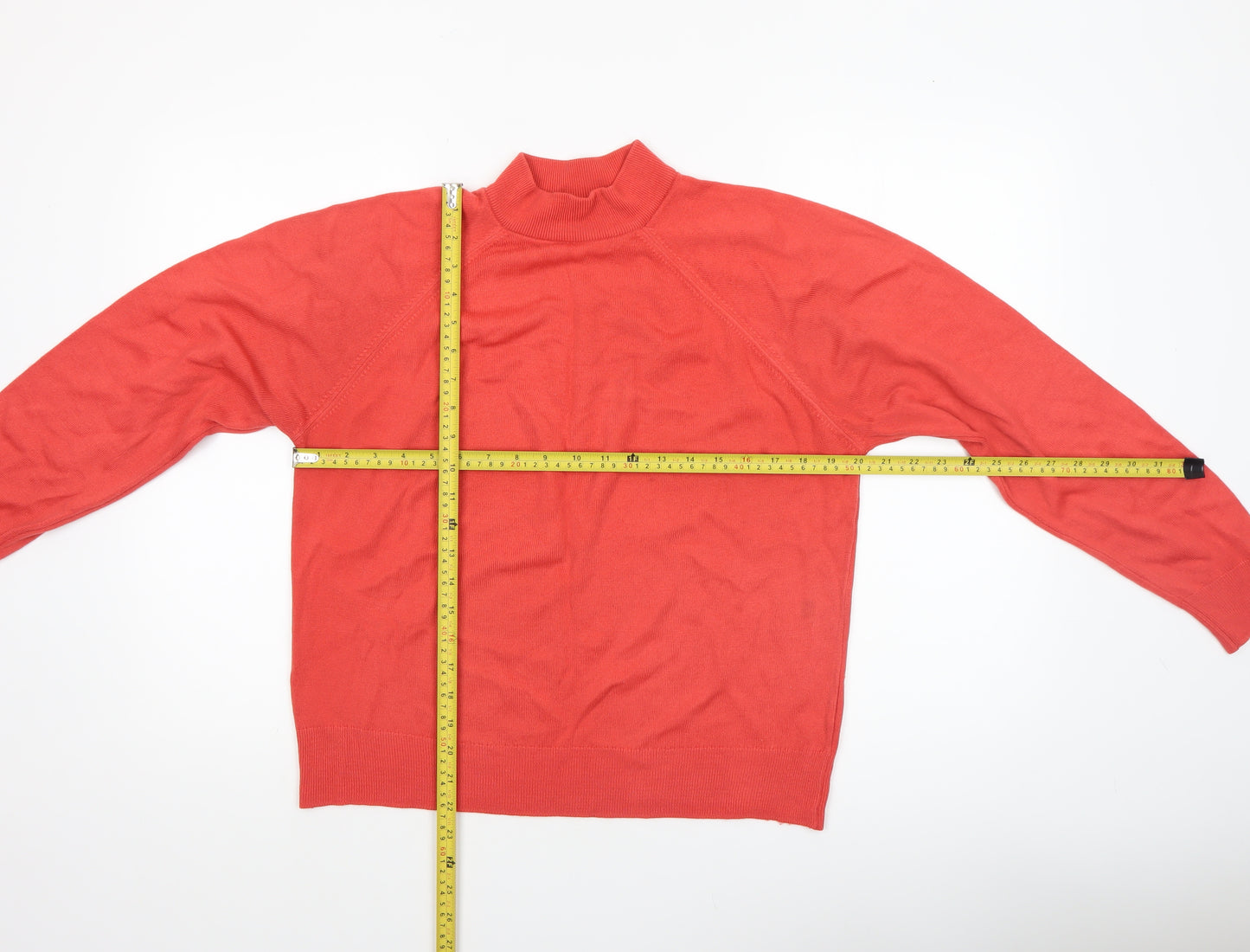 Jessica Reid Women’s Red Wool Mock Neck Jumper Size 16