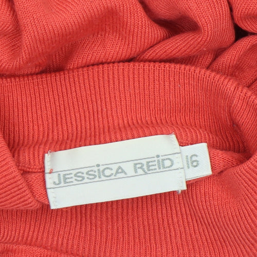 Jessica Reid Women’s Red Wool Mock Neck Jumper Size 16