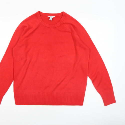 M&Co Women Red Crew Neck Long Sleeve Pullover Jumper UK 12
