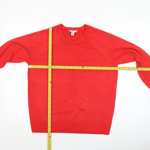 M&Co Women Red Crew Neck Long Sleeve Pullover Jumper UK 12