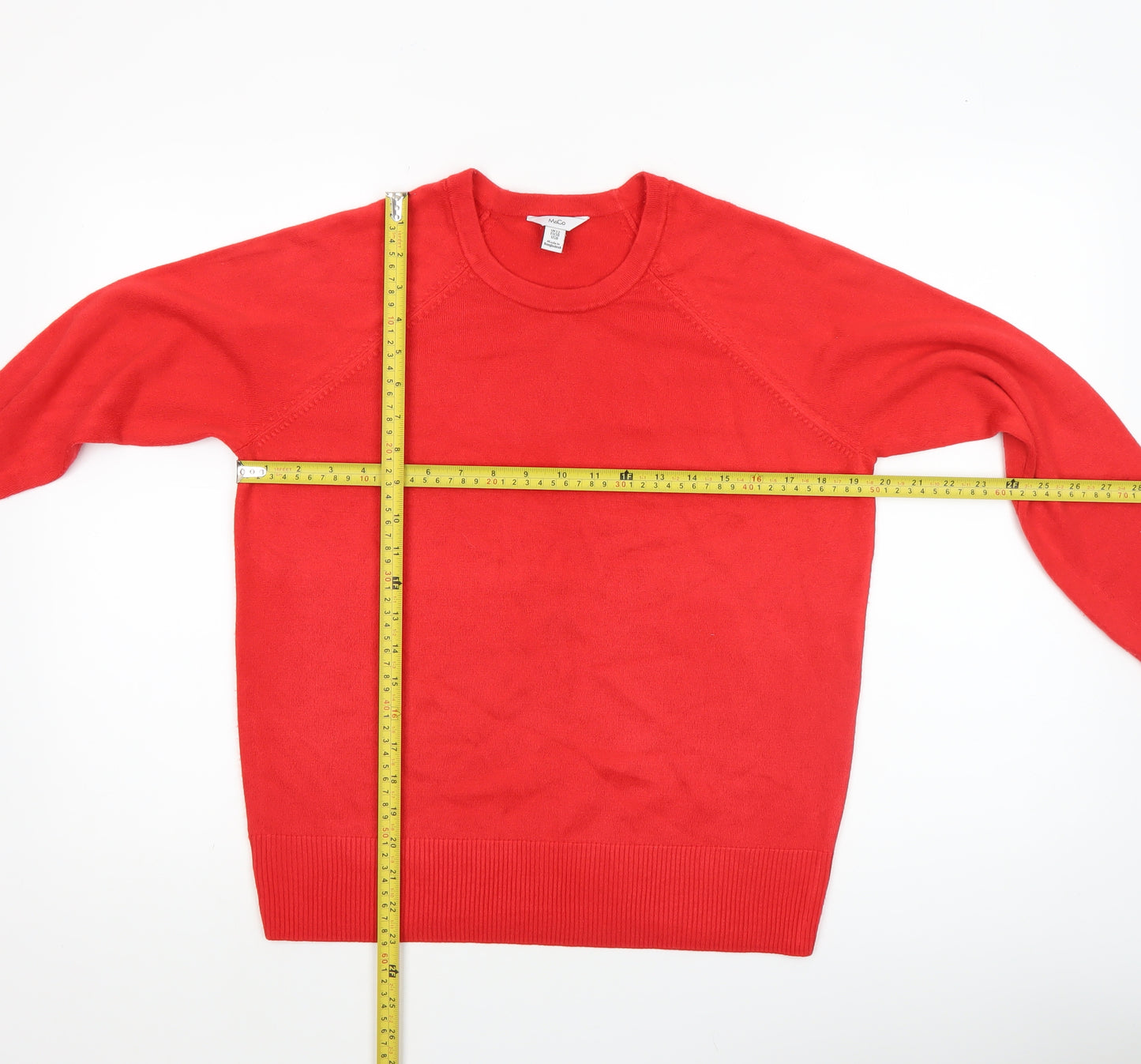 M&Co Women Red Crew Neck Long Sleeve Pullover Jumper UK 12