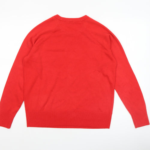 M&Co Women Red Crew Neck Long Sleeve Pullover Jumper UK 12